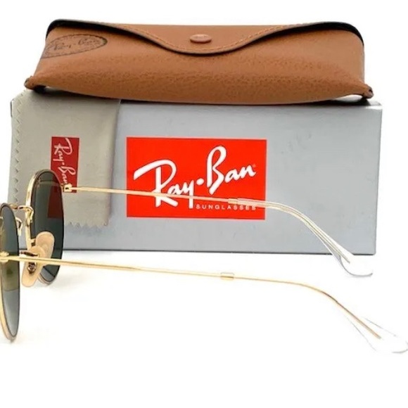 Ray Ban Round Metal RB3447 001 Gold / Green 50mm Sunglasses - Picture 4 of 5